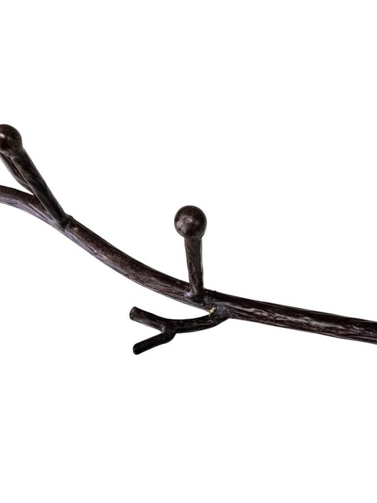 Rustic Branch Wall Hook Pinecone Accents Cast Iron Coat Rack Cabin Decor - Picture 4 of 10